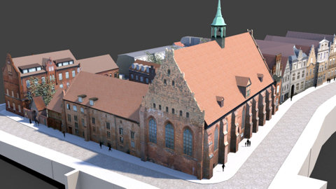  3DVisualisierung Altstadt Wismar mit Heiligen-Geist-Kirche