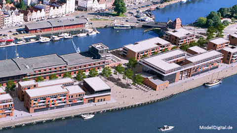 3D-Illustration zur Lübecker Wallhalbinsel, Stand des Vorhabens und Visualisierung 2012