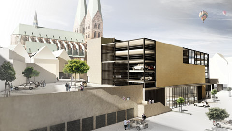Neubau Parkhaus Wehdehof Lübeck -Planungsvariante- Architektur Visualisierung Modelldigital Lübeck