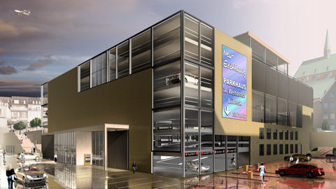 Neubau Parkhaus Wehdehof Lübeck -Planungsvariante- Architektur Visualisierung Modelldigital Lübeck