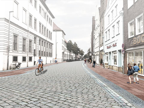 Visualisierung zum Straßenumbau in der Bardowiker-Str / Altstadt in Lüneburg