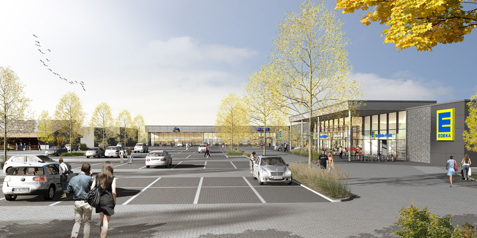 Visualisierung Neubau Lebensmittelmarkt in Schleswig-Holstein