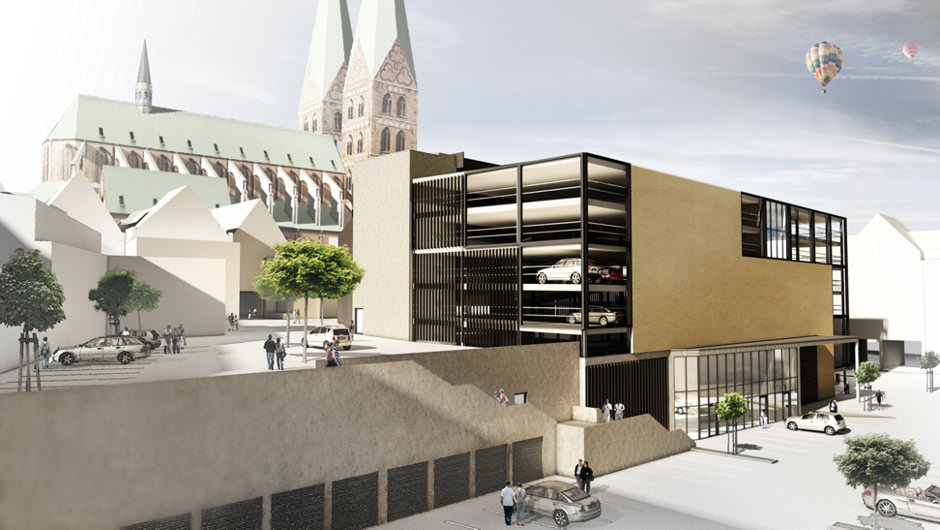 Neubau Parkhaus Wehdehof Lübeck -Planungsvariante- Architektur Visualisierung Modelldigital Lübeck