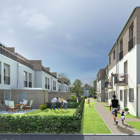 3D Architektur Visualisierung Stadthäuser / Reihenhäuser