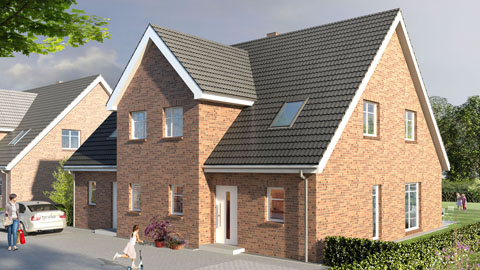 Architektur-Visualisierung-Modelldigital Visualisierung Doppelhaus Pönitz am See