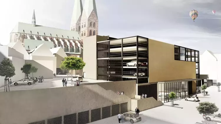 Neubau Parkhaus Wehdehof Lübeck -Planungsvariante- Architektur Visualisierung Modelldigital Lübeck