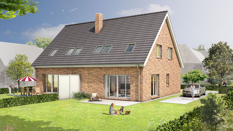 Architektur-Visualisierung-Modelldigital Visualisierung Doppelhaus Pönitz am See