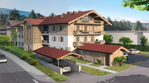 3D Architektur-Visualisierung Mehrfamilienhaus Reit im Winkel - Architekt Peter Walcher Wohnbau Bayern