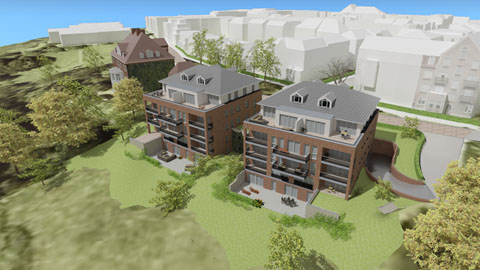 3D Architektur Visualisierung Wohnungsbau Hannover - Architektur-Illustration für die Baugenossenschaft ›Wiederaufbau‹ eG Braunschweig, Schaub & Partner Architekten Hamburg