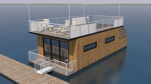 Hausboot-Visualisierung-einfach-3D-Modelldigital