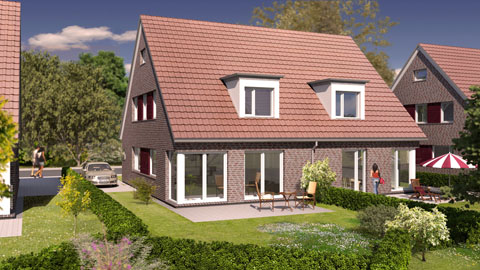 Visualisierung Doppelhaus in Lübeck -- Architekt Kriese