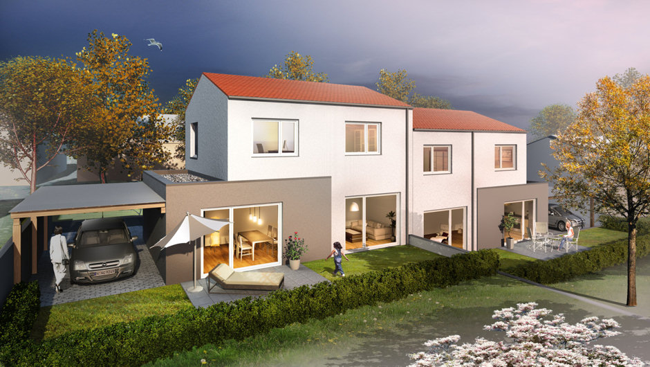 Visualisierung Doppelhäuser-in Abensberg / Bayern