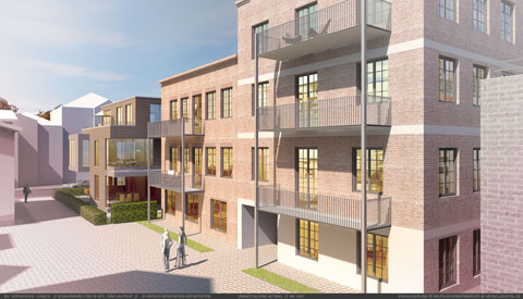 Visualisierung Sanierungskonzept mit 3D-Modell (Planvariante) für einen Blockhof -- Architekten Schröder-Berkentien und Franck