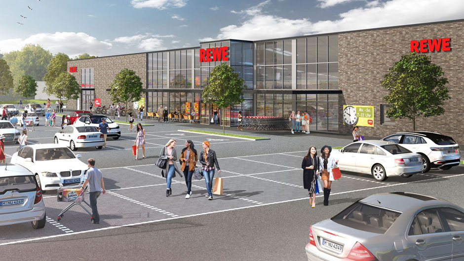 Architektur-Visualisierung Neubau SB-Markt in Schleswig-Holstein