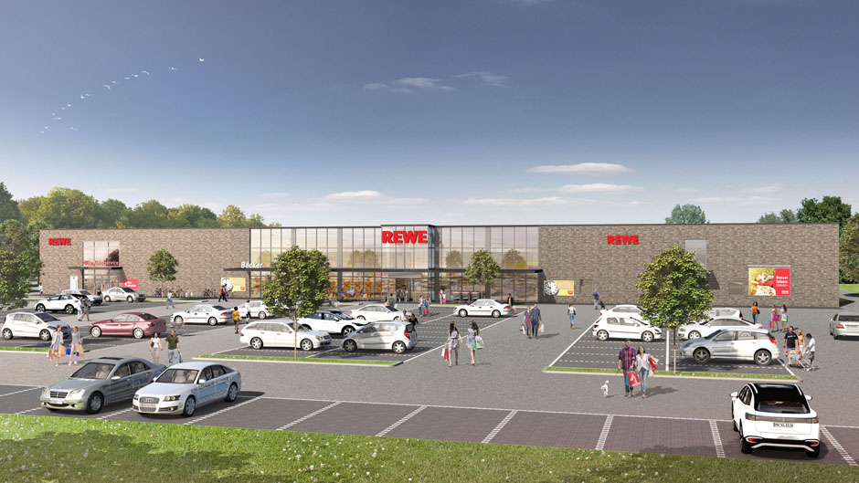 Architektur-Visualisierung Neubau SB-Markt in Schleswig-Holstein