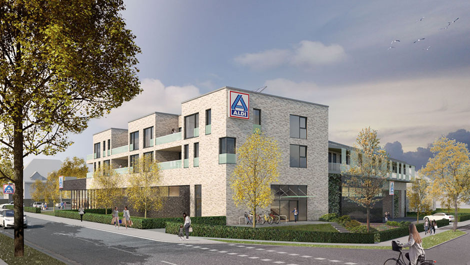 Architektur Visualisierung Wohn- und Geschäftshaus Hamburg-Sasel --- Visualisierung Ralph Schenkenberger Modelldigital